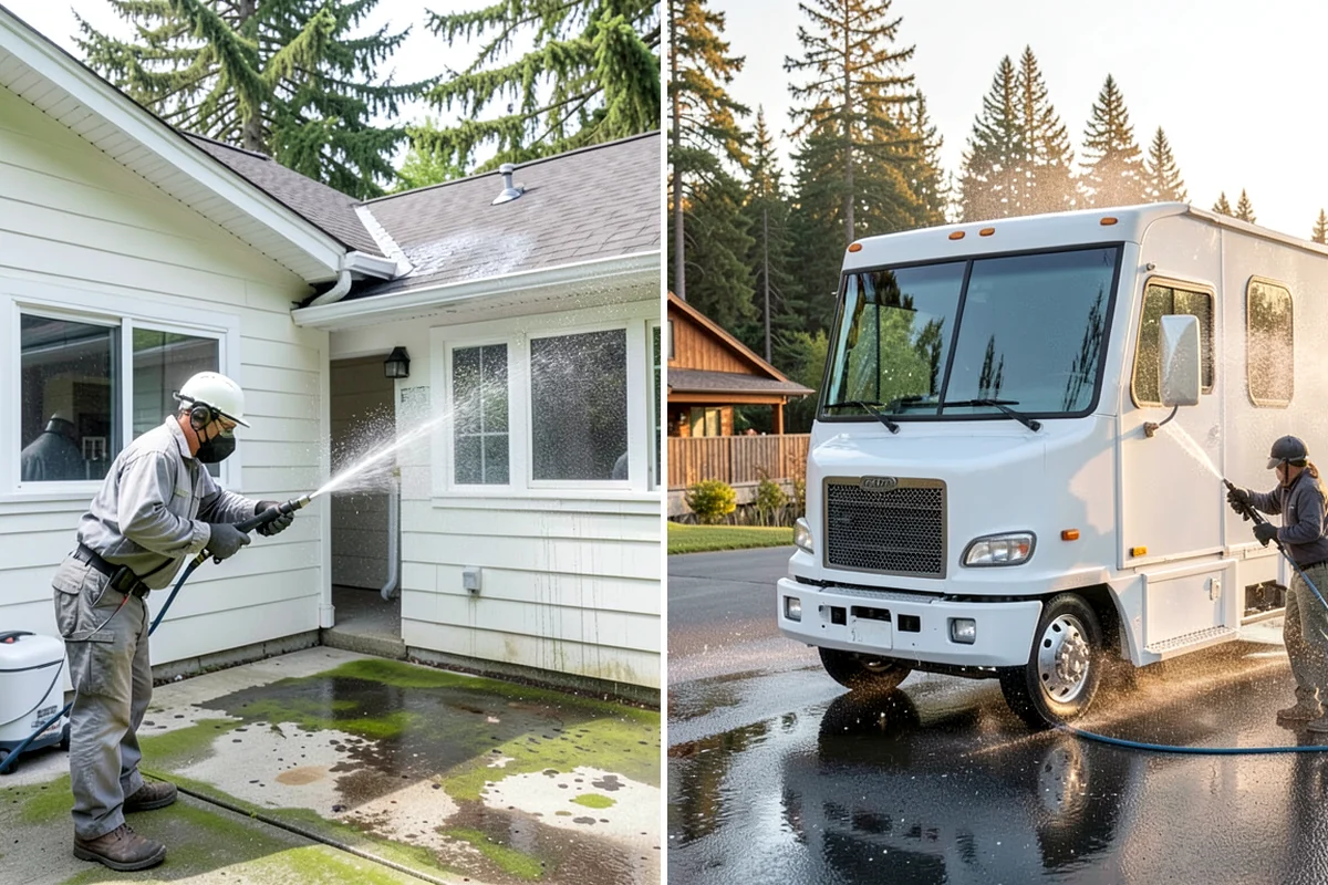 Carport Cleaning in Everett, Snohomish County, WA - Blow out accumulated leaves and needles from roof and corners