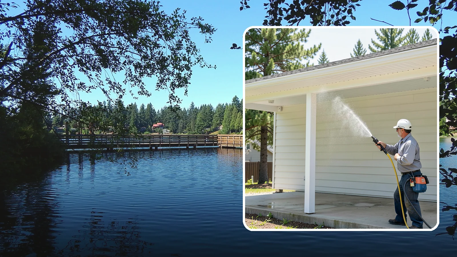 Carport Cleaning in Federal Way, King County, WA - We wash carport posts, roofing, and slab so the open structure stops trapping moss, mud, and dripping tree sap.