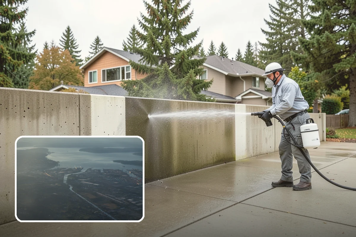 Carport Cleaning in Fife, Pierce County, WA - Clears moss and algae from posts and overhead framing