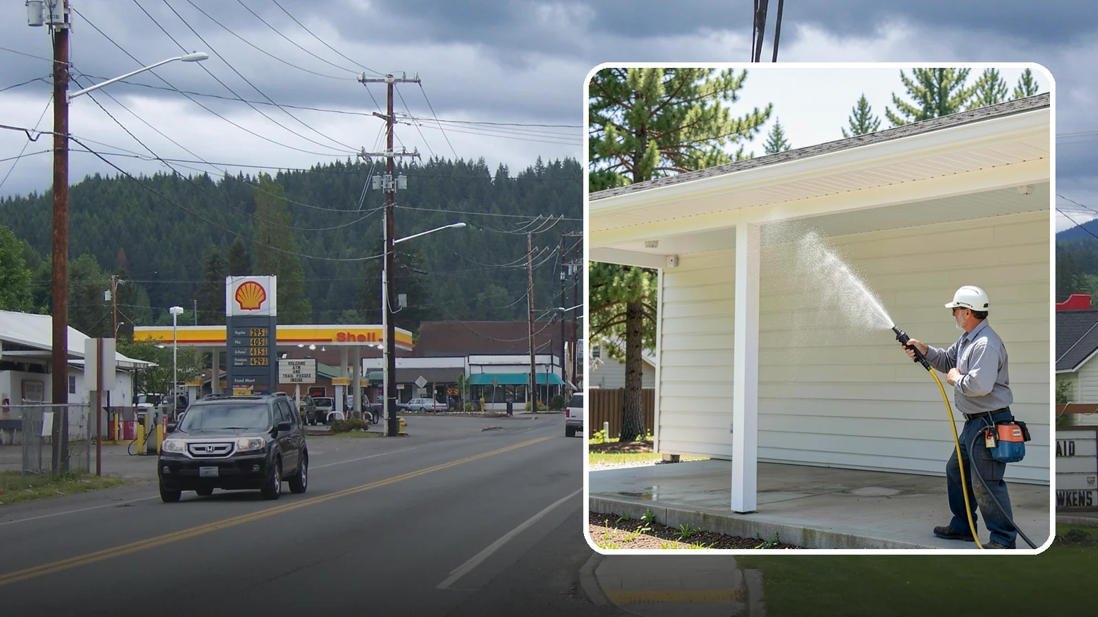 Carport Cleaning in Granite Falls, Snohomish County, WA - We wash carport posts, roofing, and slab so the open structure stops trapping moss, mud, and dripping tree sap.