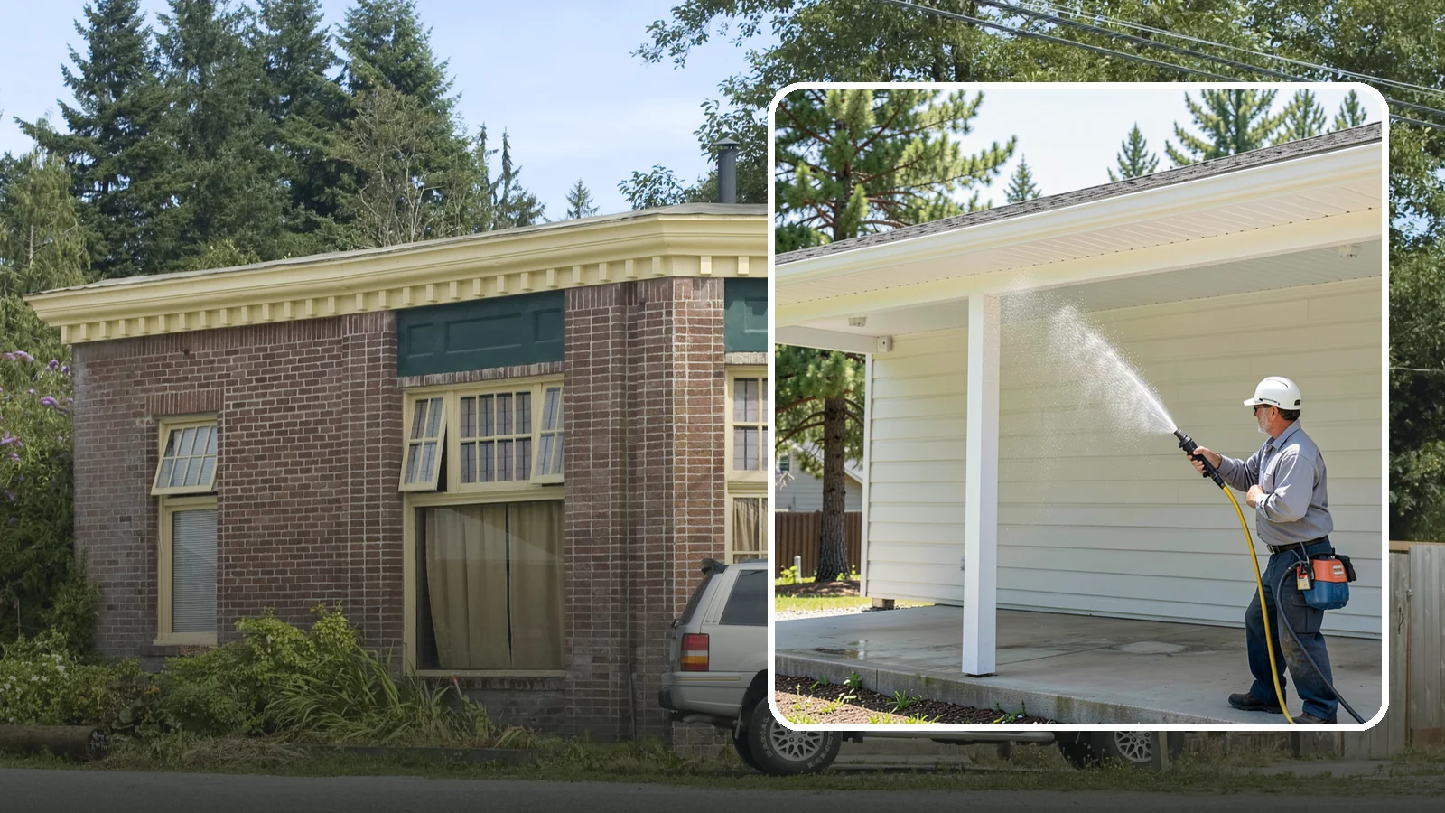 Carport Cleaning in Hamilton, Skagit County, WA - We wash carport posts, roofing, and slab so the open structure stops trapping moss, mud, and dripping tree sap.