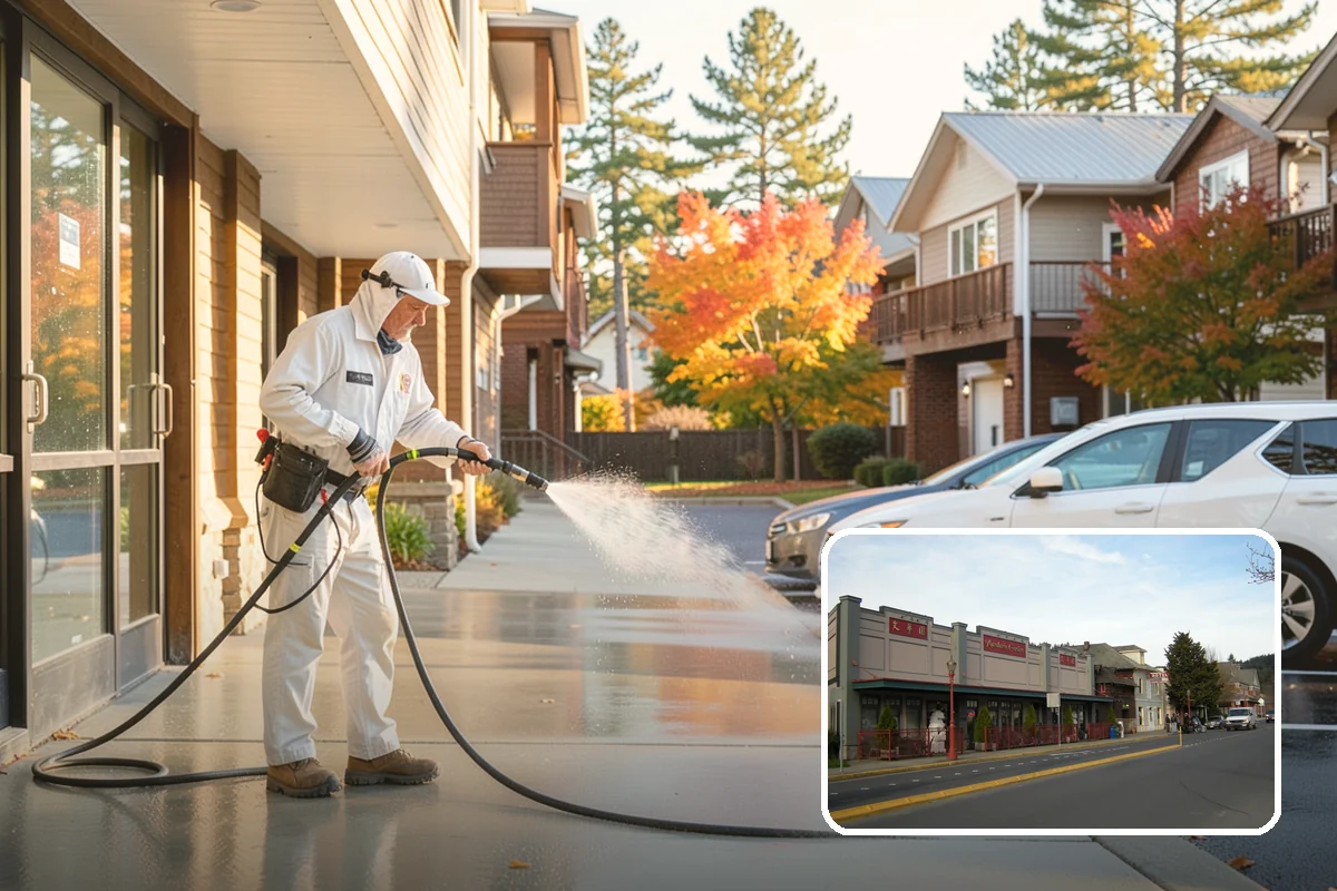Carport Cleaning in Issaquah, King County, WA - Clears moss and algae from posts and overhead framing