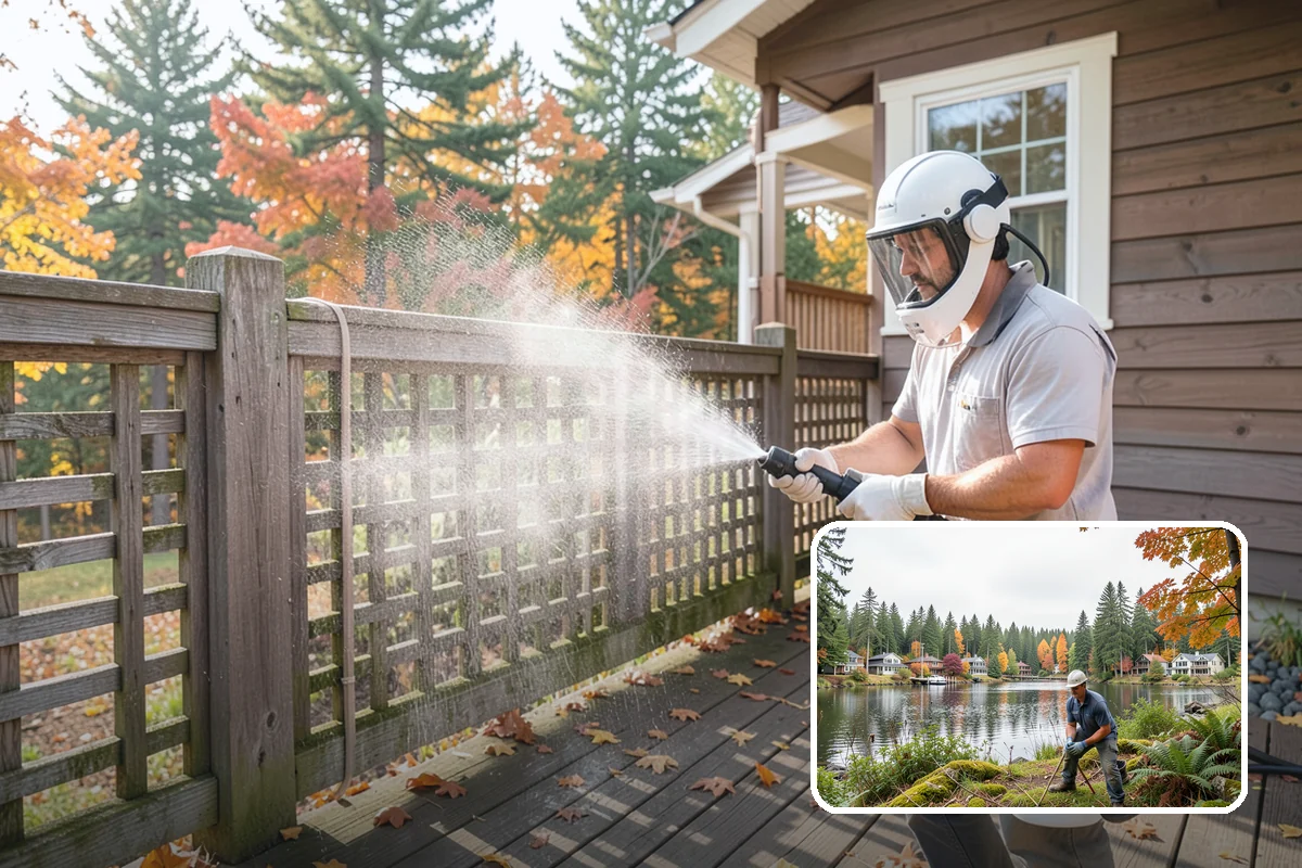 Carport Cleaning in La Conner, Skagit County, WA - Clears moss and algae from posts and overhead framing