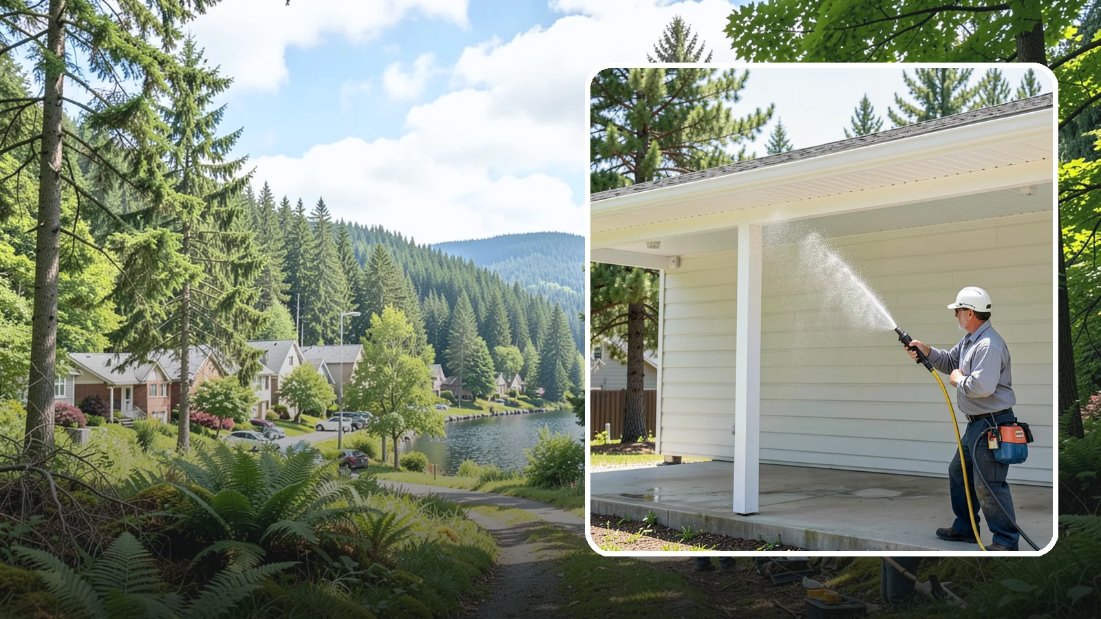 Carport Cleaning in Lake Forest Park, King County, WA - We wash carport posts, roofing, and slab so the open structure stops trapping moss, mud, and dripping tree sap.