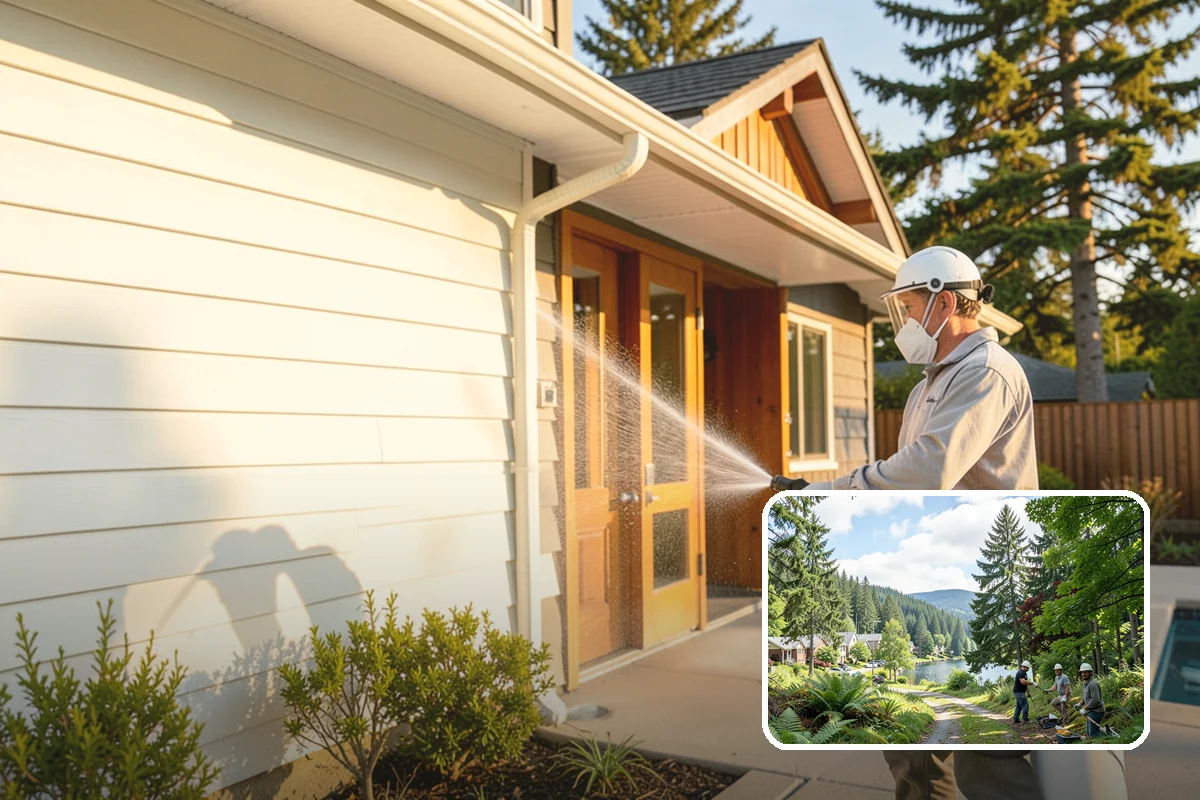 Carport Cleaning in Lake Forest Park, King County, WA - Clears moss and algae from posts and overhead framing