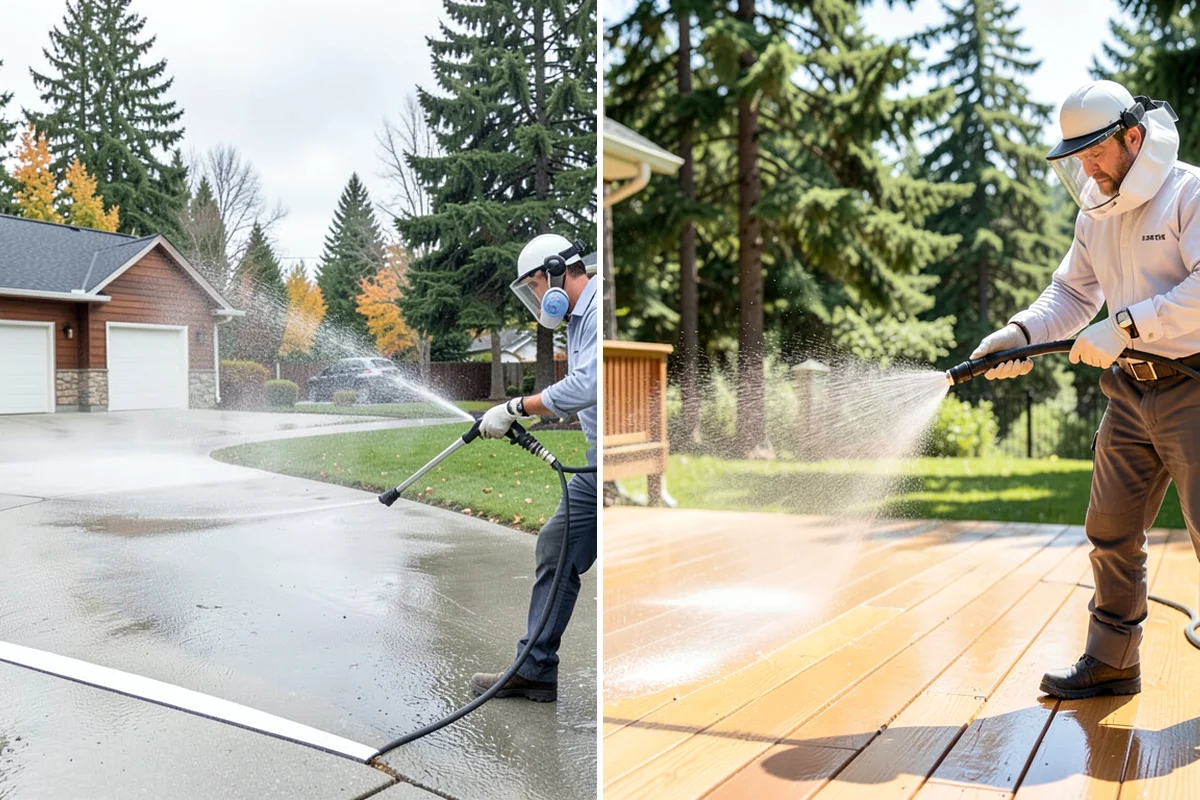 Carport Cleaning in Lake Forest Park, King County, WA - Blow out accumulated leaves and needles from roof and corners