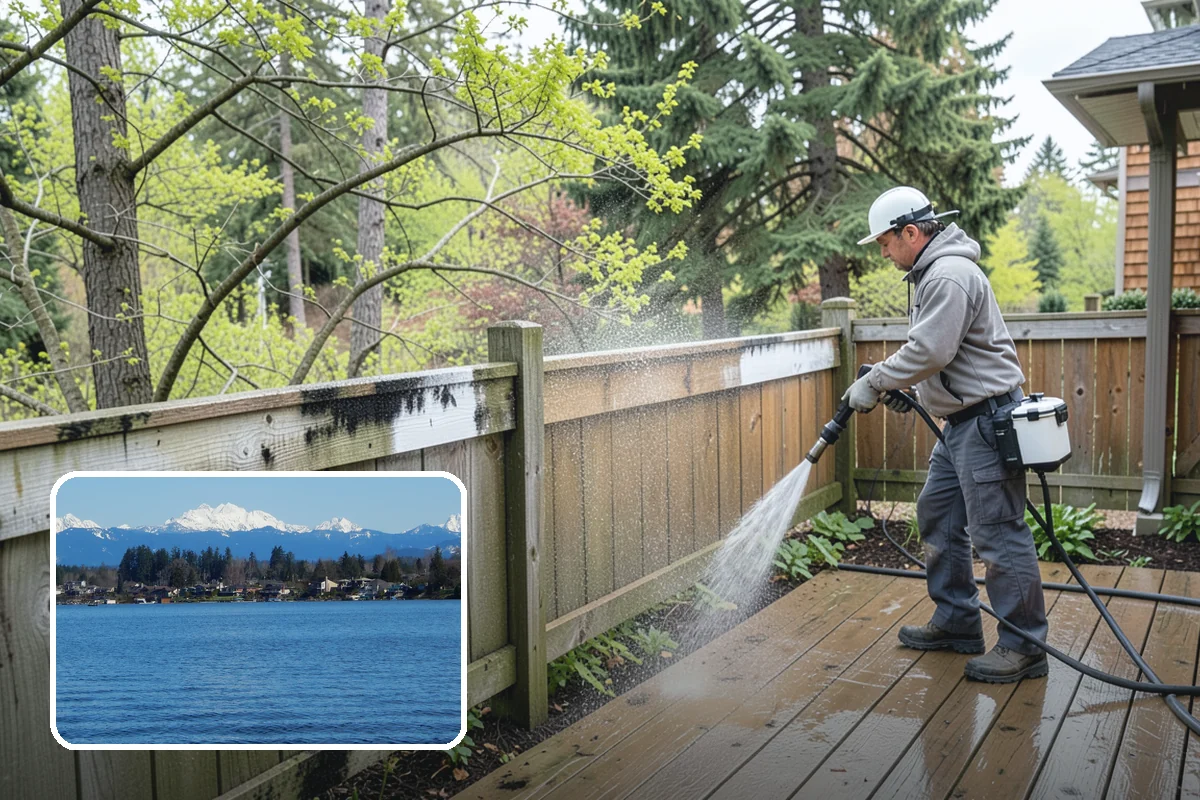 Carport Cleaning in Lake Stevens, Snohomish County, WA - Clears moss and algae from posts and overhead framing