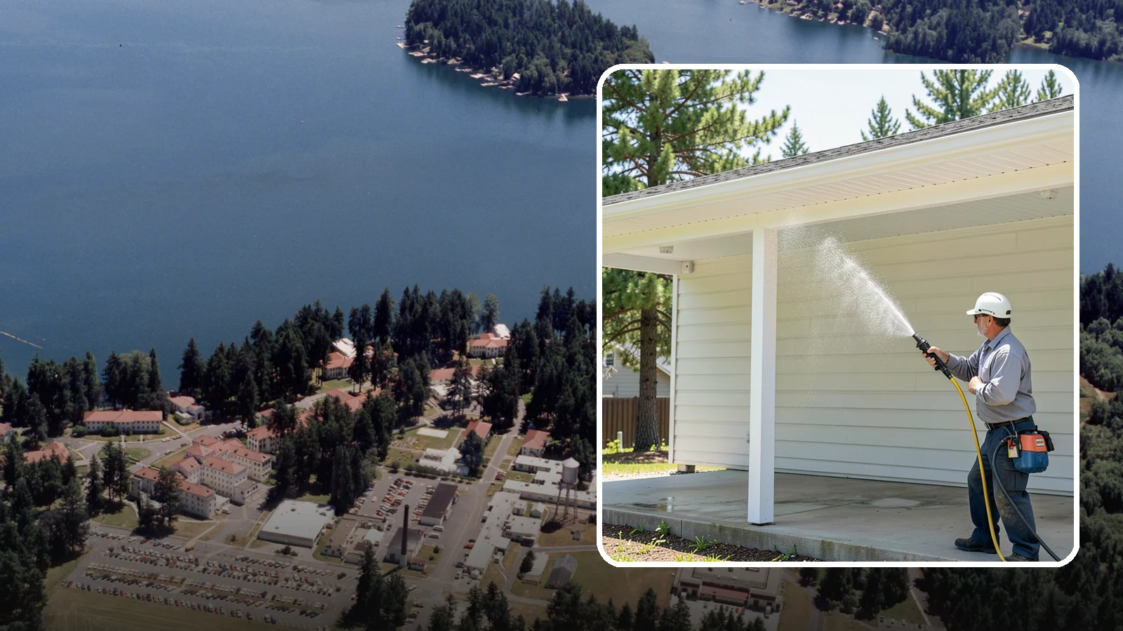 Carport Cleaning in Lakewood, Pierce County, WA - We wash carport posts, roofing, and slab so the open structure stops trapping moss, mud, and dripping tree sap.