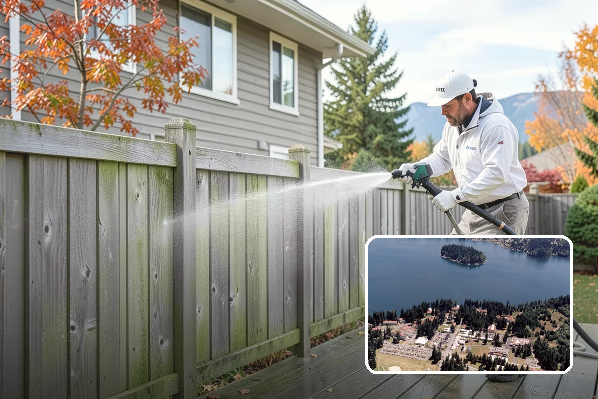 Carport Cleaning in Lakewood, Pierce County, WA - Clears moss and algae from posts and overhead framing