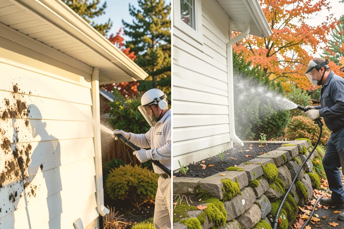 Carport Cleaning in Langley, Island County, WA - Blow out accumulated leaves and needles from roof and corners