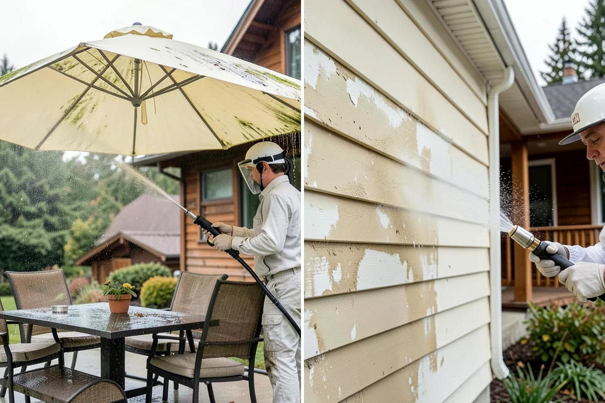 Carport Cleaning in Lyman, Skagit County, WA - Blow out accumulated leaves and needles from roof and corners