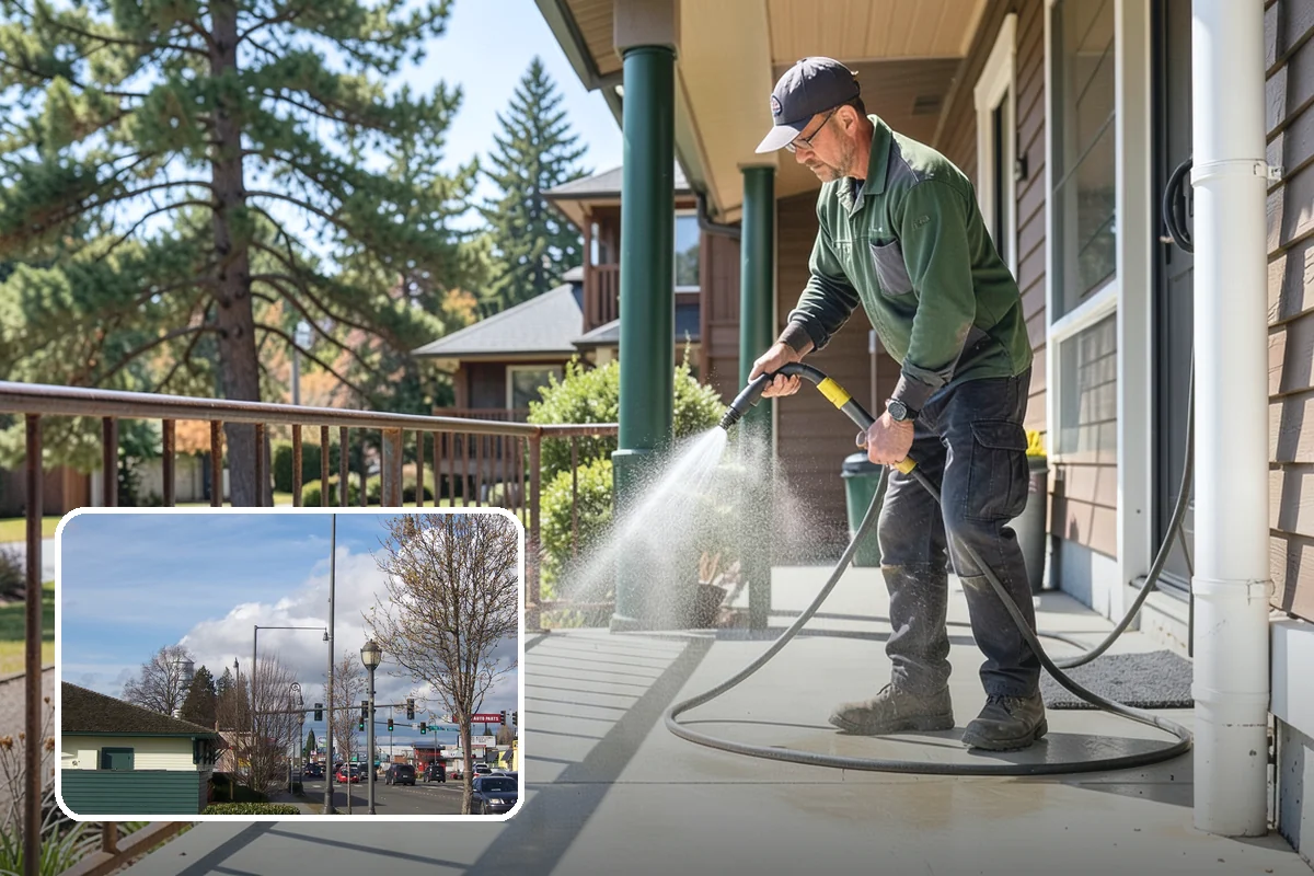 Carport Cleaning in Marysville, Snohomish County, WA - Clears moss and algae from posts and overhead framing