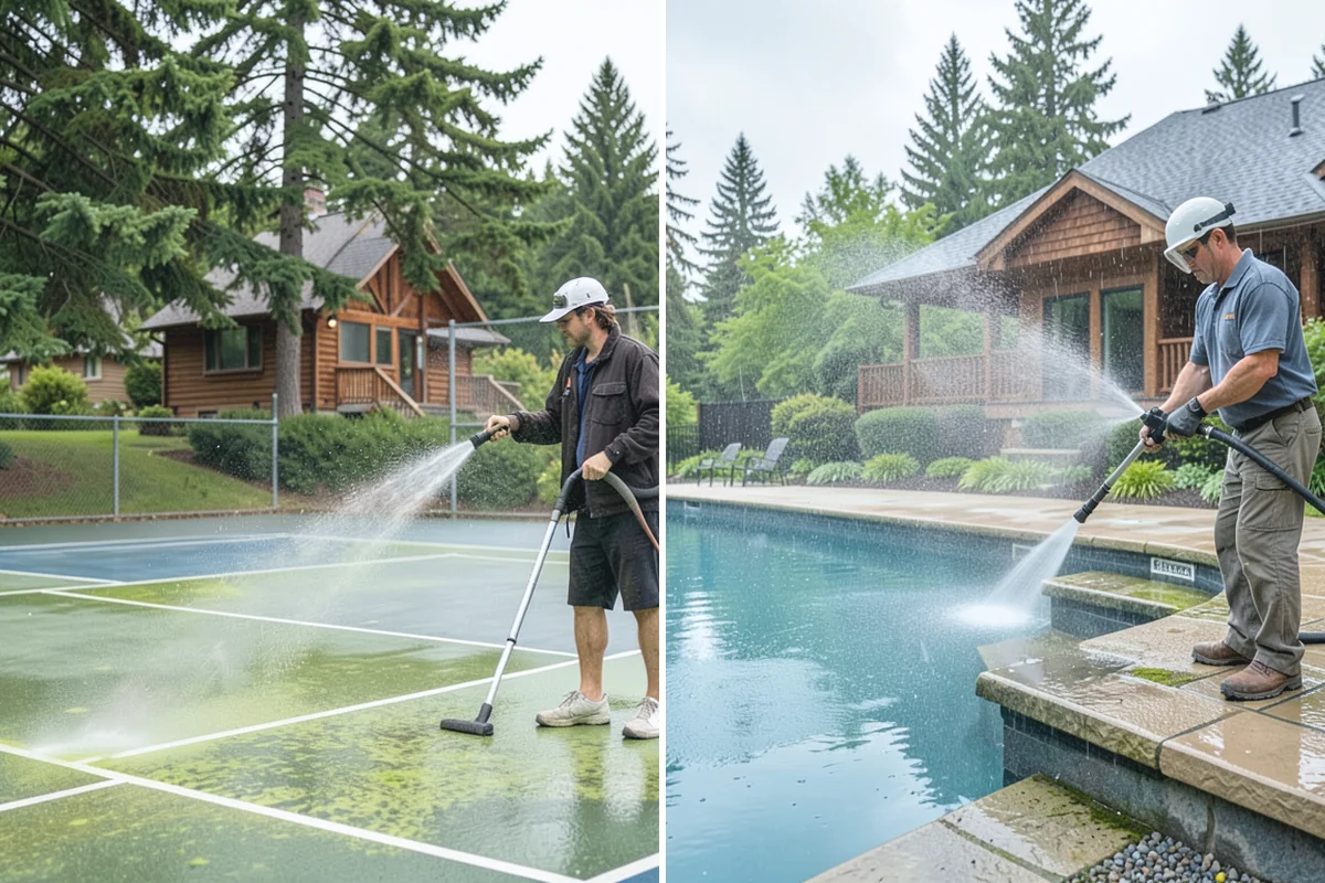 Carport Cleaning in Marysville, Snohomish County, WA - Blow out accumulated leaves and needles from roof and corners