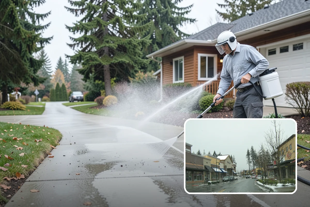 Carport Cleaning in Mill Creek, Snohomish County, WA - Clears moss and algae from posts and overhead framing