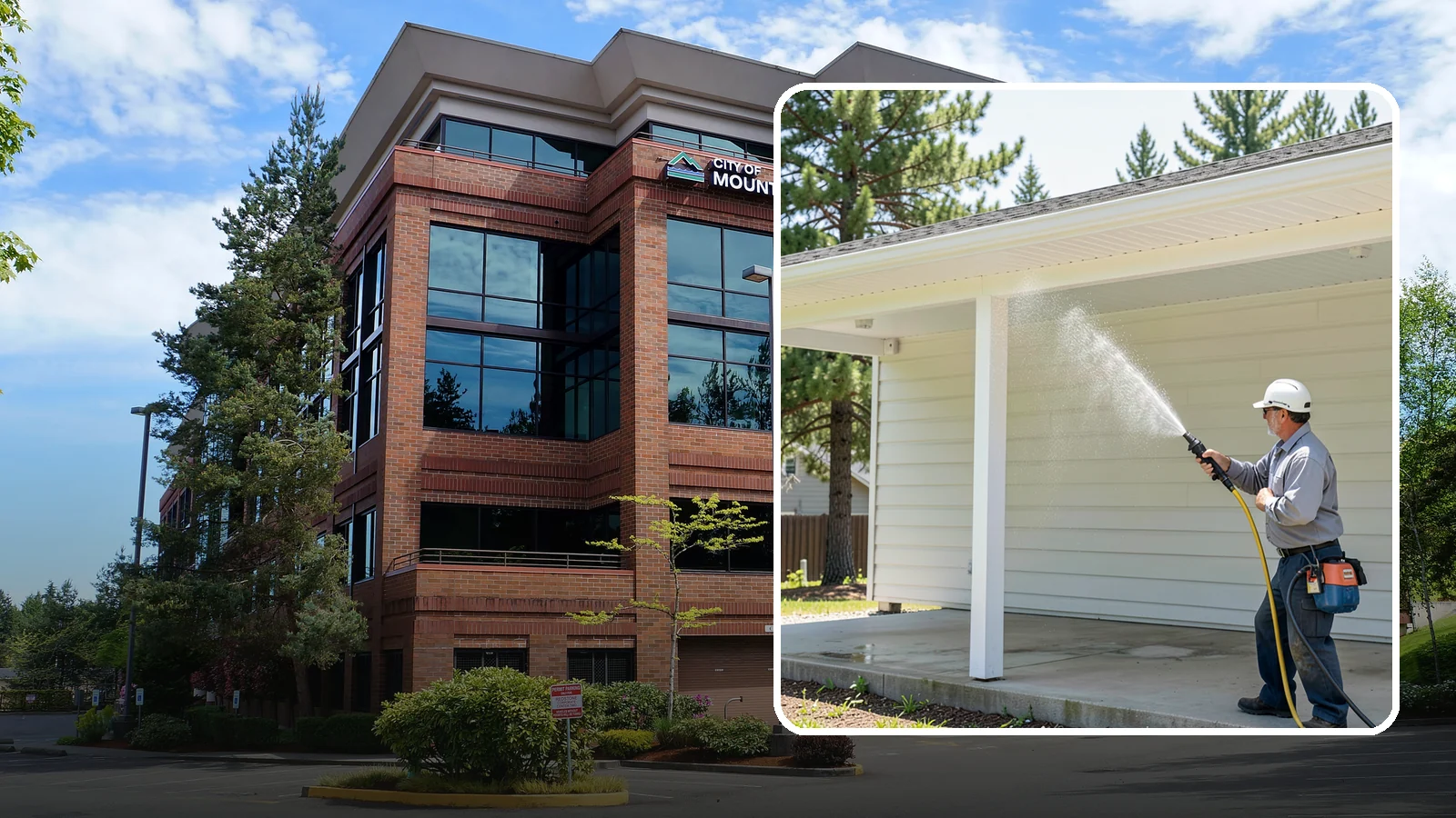 Carport Cleaning in Mountlake Terrace, Snohomish County, WA - We wash carport posts, roofing, and slab so the open structure stops trapping moss, mud, and dripping tree sap.