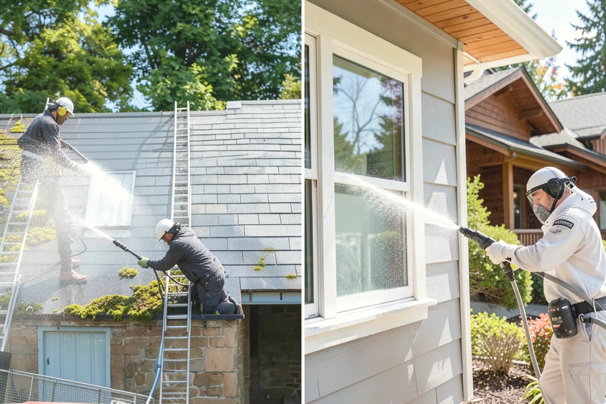 Carport Cleaning in Mukilteo, Snohomish County, WA - Blow out accumulated leaves and needles from roof and corners
