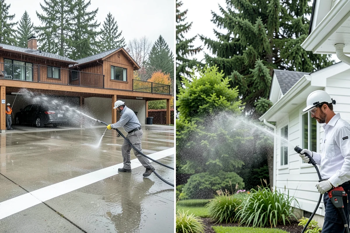 Carport Cleaning in Normandy Park, King County, WA - Blow out accumulated leaves and needles from roof and corners