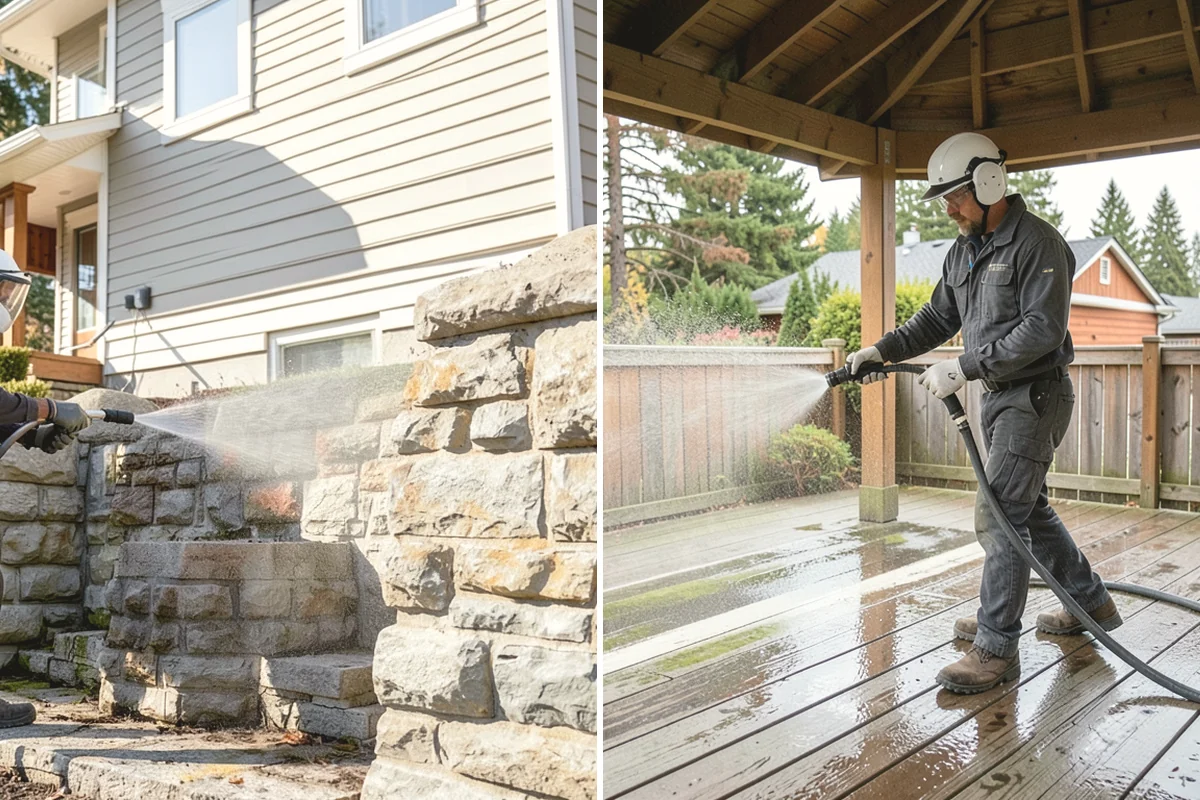 Carport Cleaning in North Bend, King County, WA - Blow out accumulated leaves and needles from roof and corners