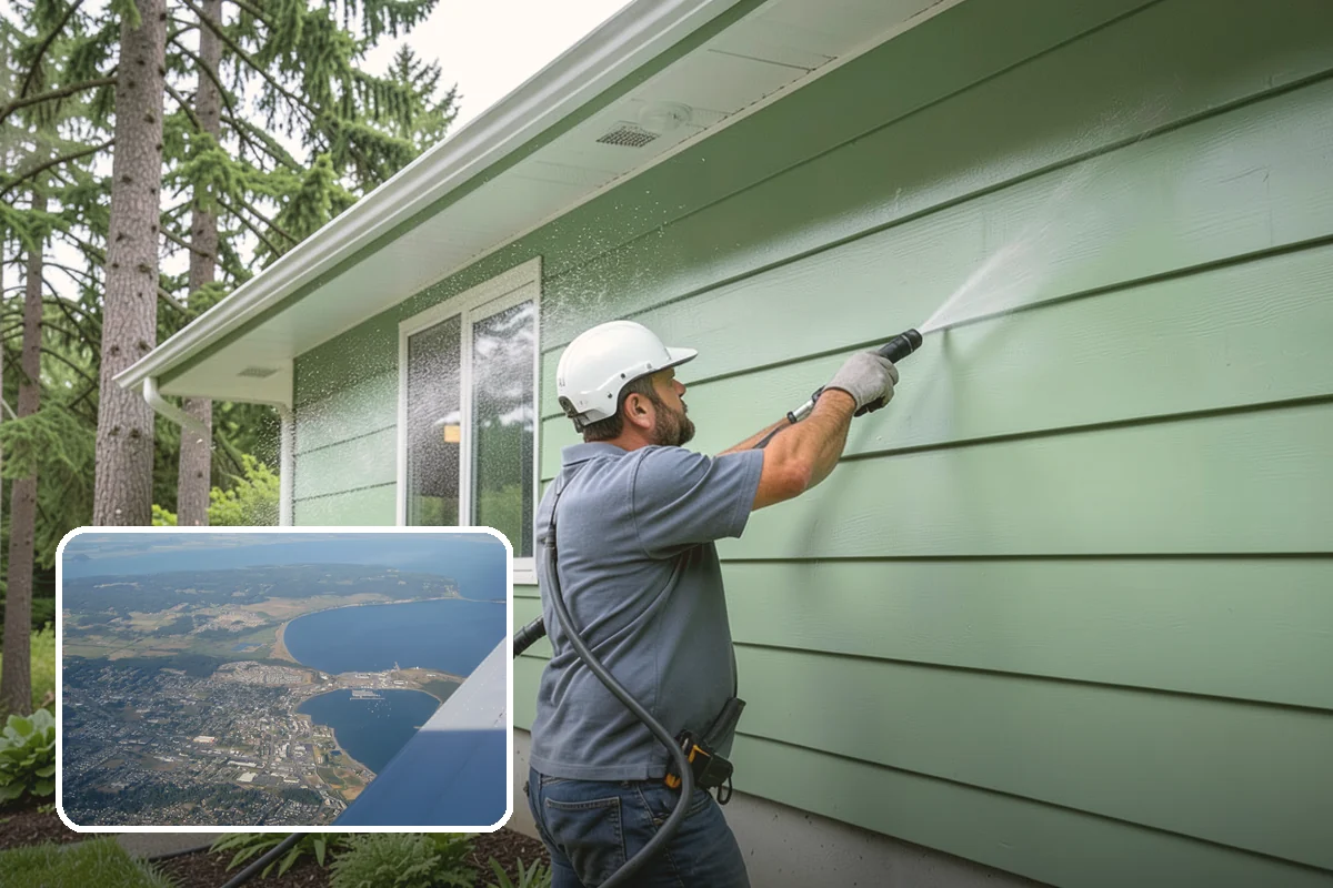 Carport Cleaning in Oak Harbor, Island County, WA - Clears moss and algae from posts and overhead framing