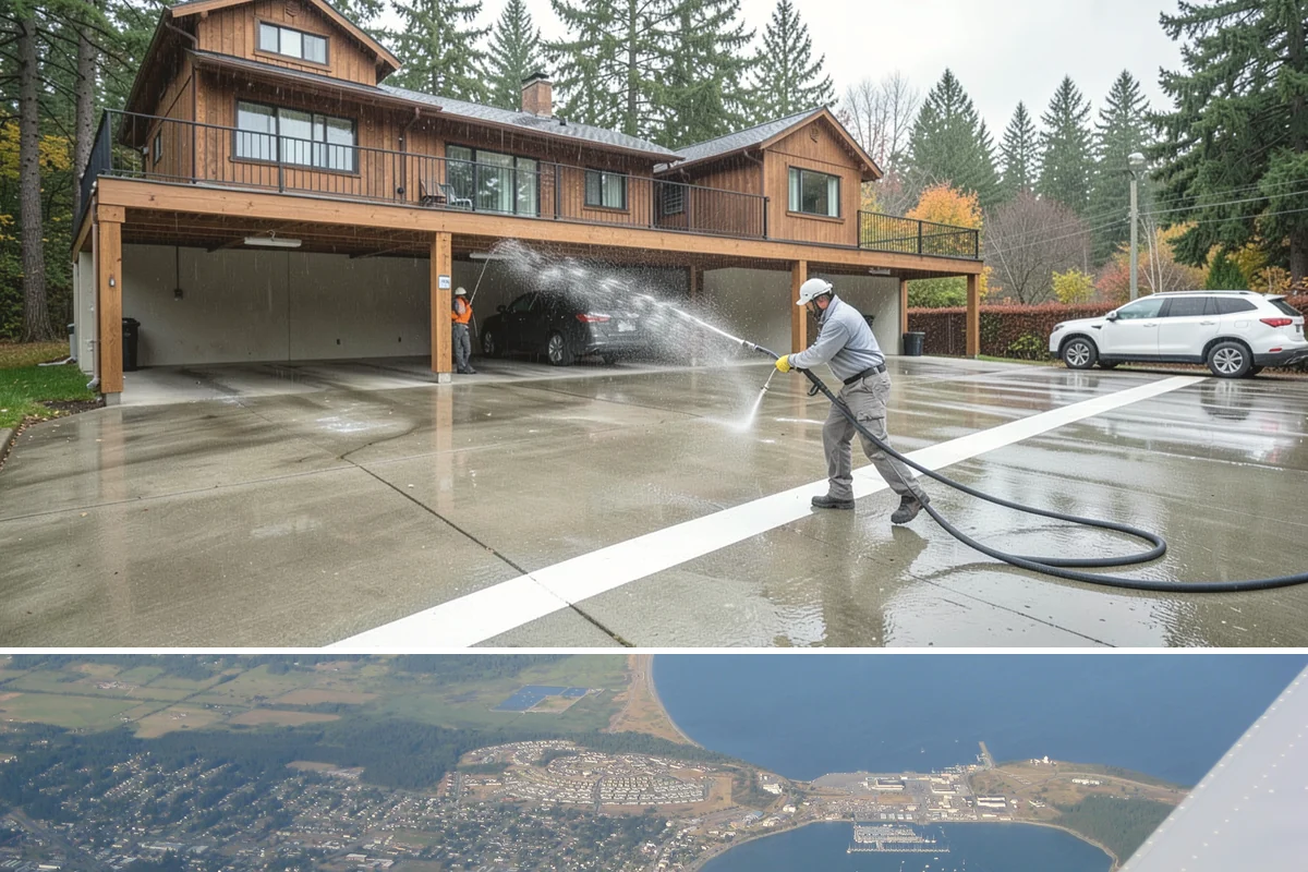 Carport Cleaning in Oak Harbor, Island County, WA - Plan carport cleaning for the drier summer months when the framing can fully dry and moss treatment lasts longest.