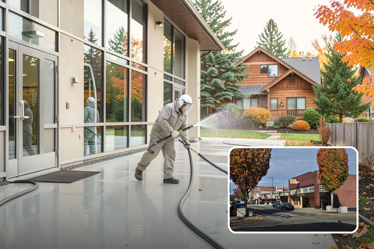 Carport Cleaning in Puyallup, Pierce County, WA - Clears moss and algae from posts and overhead framing