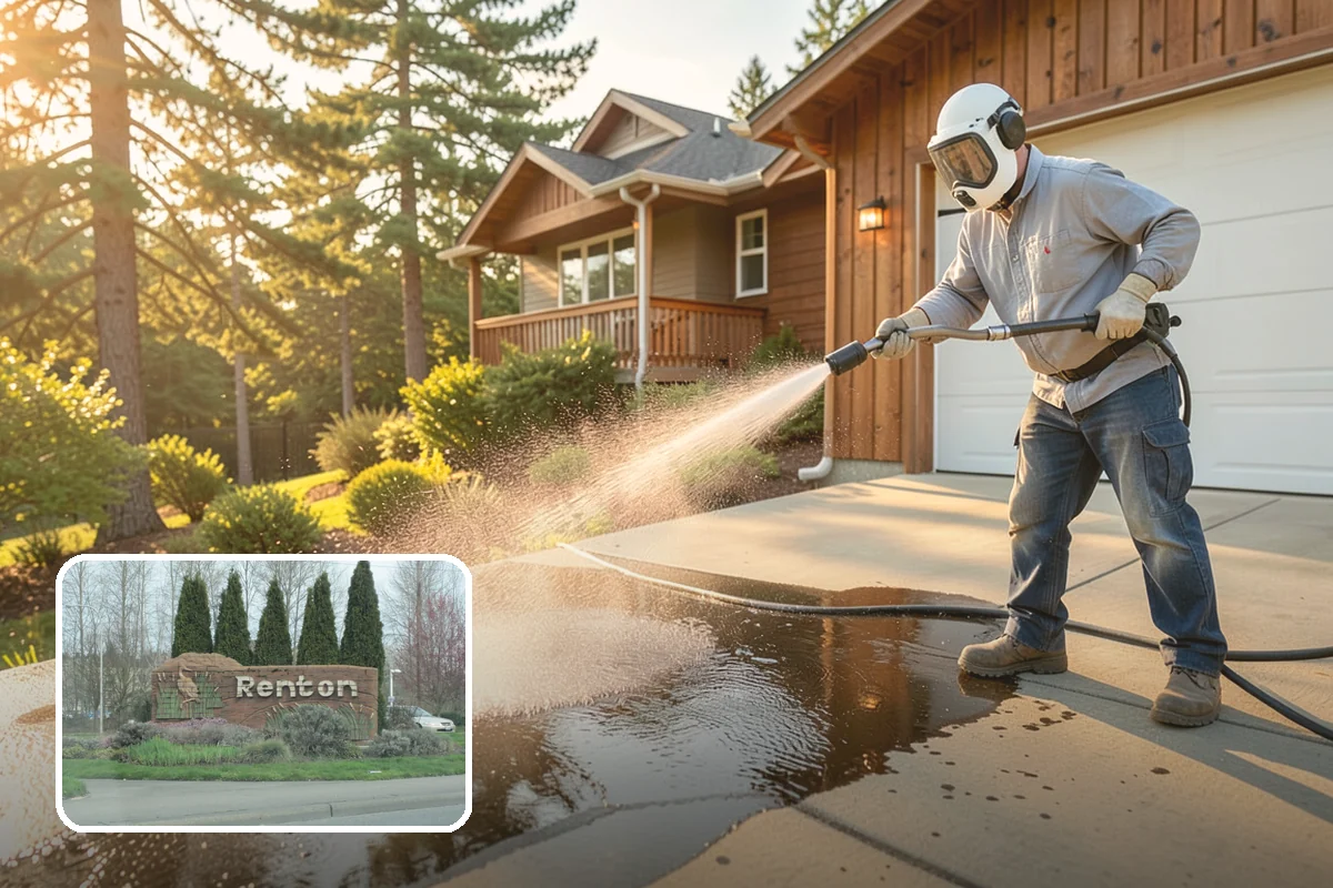 Carport Cleaning in Renton, King County, WA - Clears moss and algae from posts and overhead framing