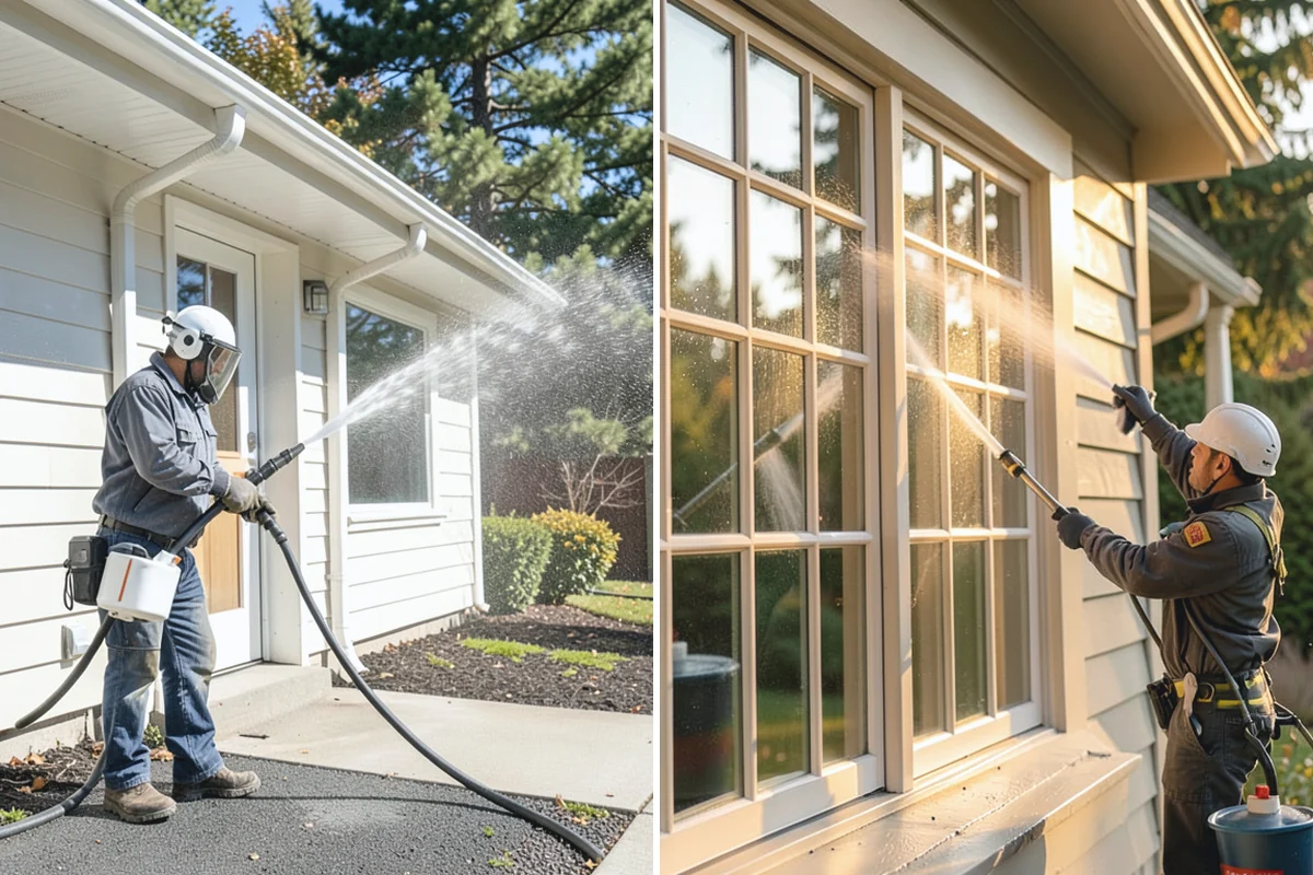 Carport Cleaning in Renton, King County, WA - Blow out accumulated leaves and needles from roof and corners