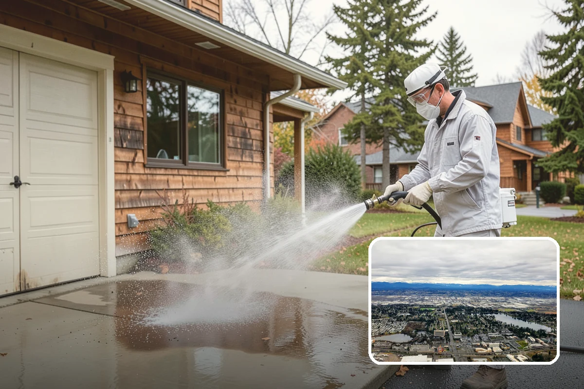 Carport Cleaning in SeaTac, King County, WA - Clears moss and algae from posts and overhead framing