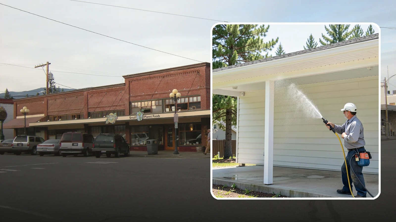 Carport Cleaning in Sedro-Woolley, Skagit County, WA - We wash carport posts, roofing, and slab so the open structure stops trapping moss, mud, and dripping tree sap.
