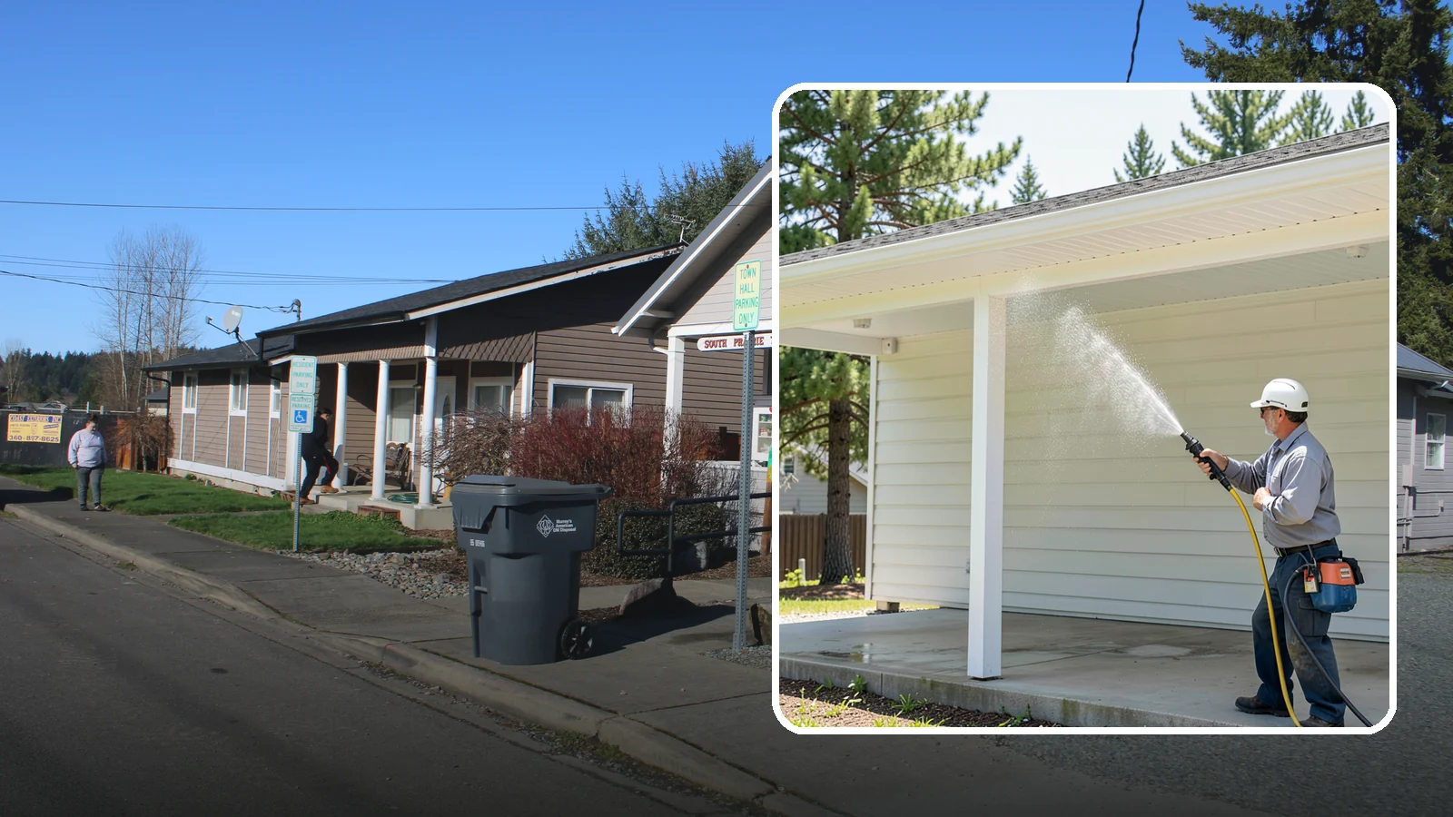 Carport Cleaning in South Prairie, Pierce County, WA - We wash carport posts, roofing, and slab so the open structure stops trapping moss, mud, and dripping tree sap.