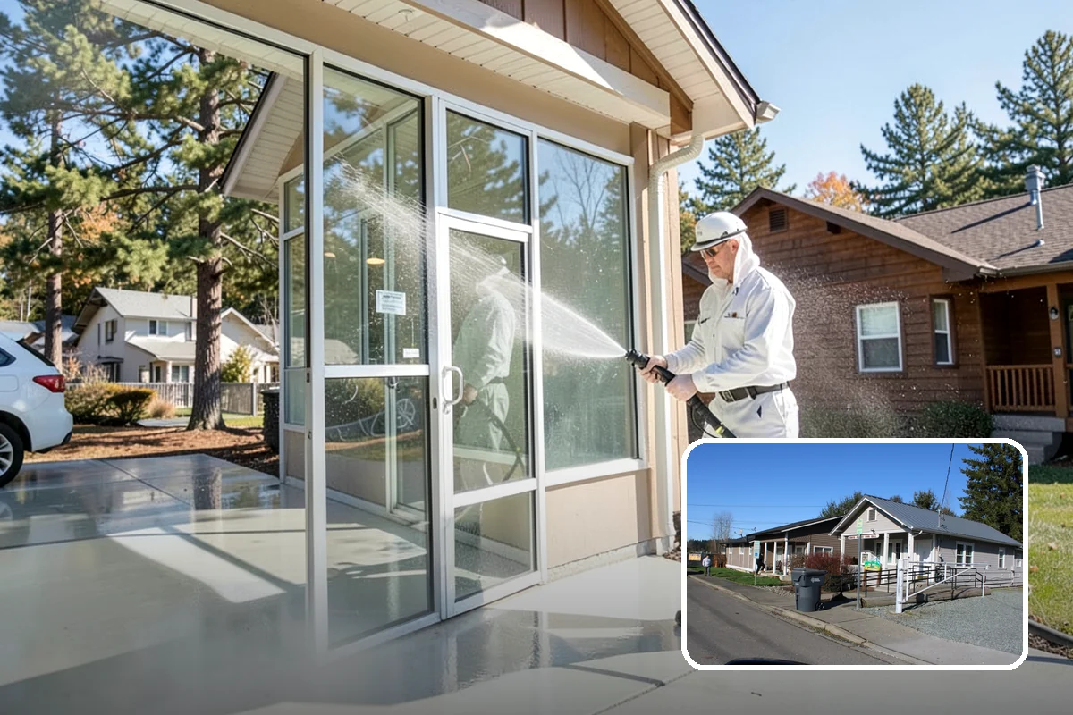 Carport Cleaning in South Prairie, Pierce County, WA - Clears moss and algae from posts and overhead framing