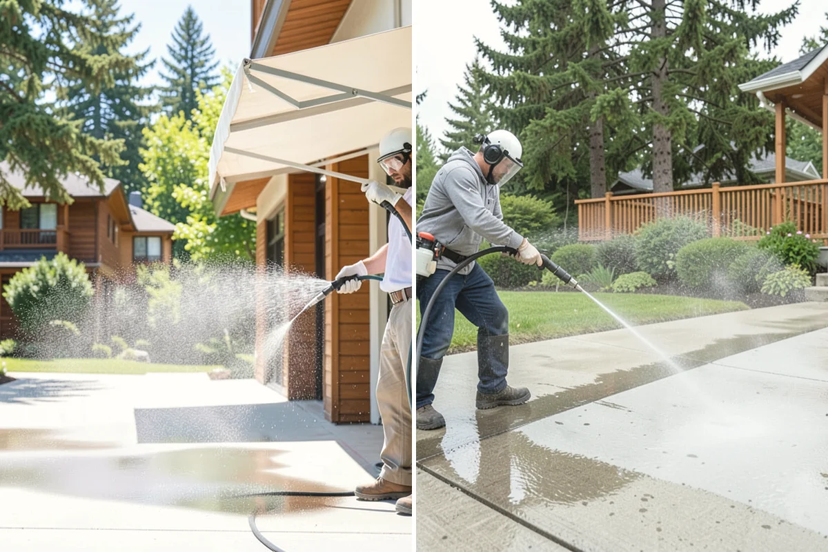 Carport Cleaning in Steilacoom, Pierce County, WA - Blow out accumulated leaves and needles from roof and corners