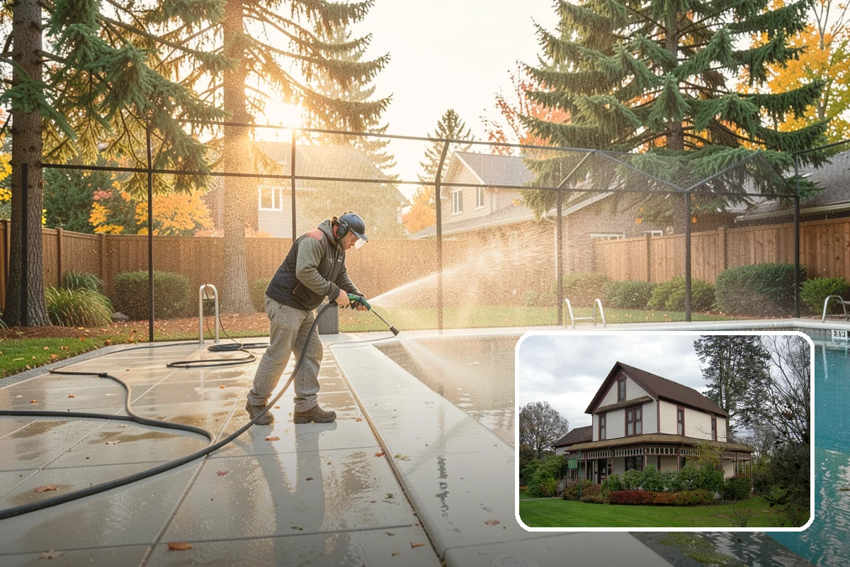 Carport Cleaning in Sumner, Pierce County, WA - Clears moss and algae from posts and overhead framing