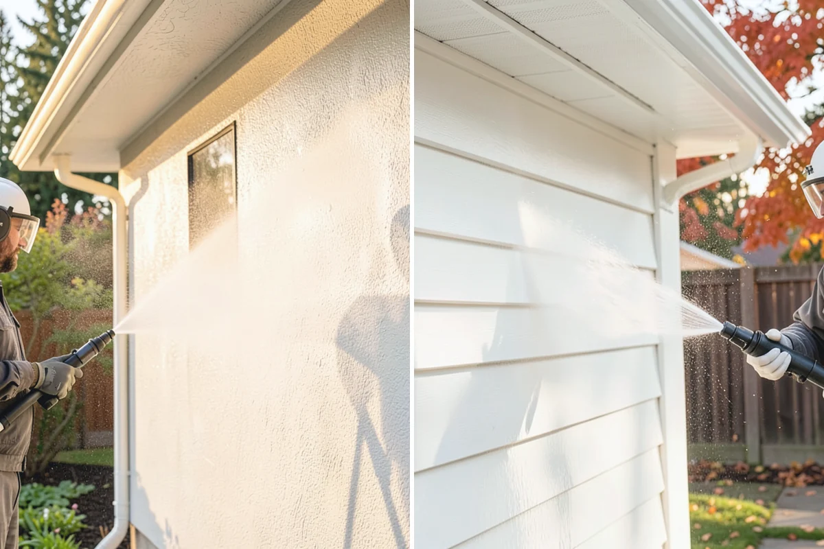 Carport Cleaning in Sumner, Pierce County, WA - Blow out accumulated leaves and needles from roof and corners