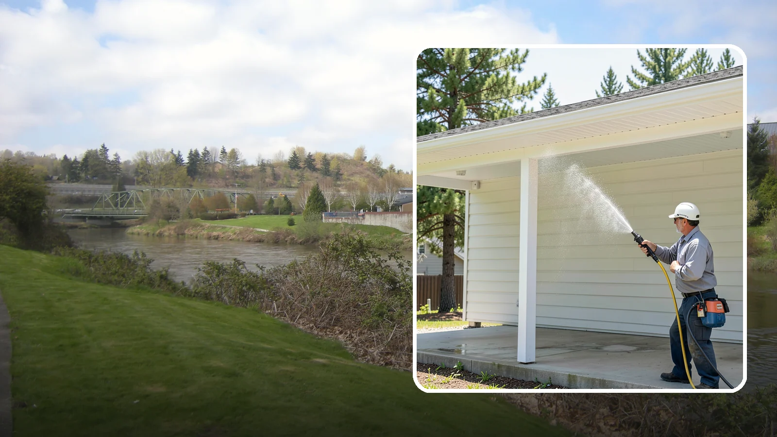 Carport Cleaning in Tukwila, King County, WA - We wash carport posts, roofing, and slab so the open structure stops trapping moss, mud, and dripping tree sap.