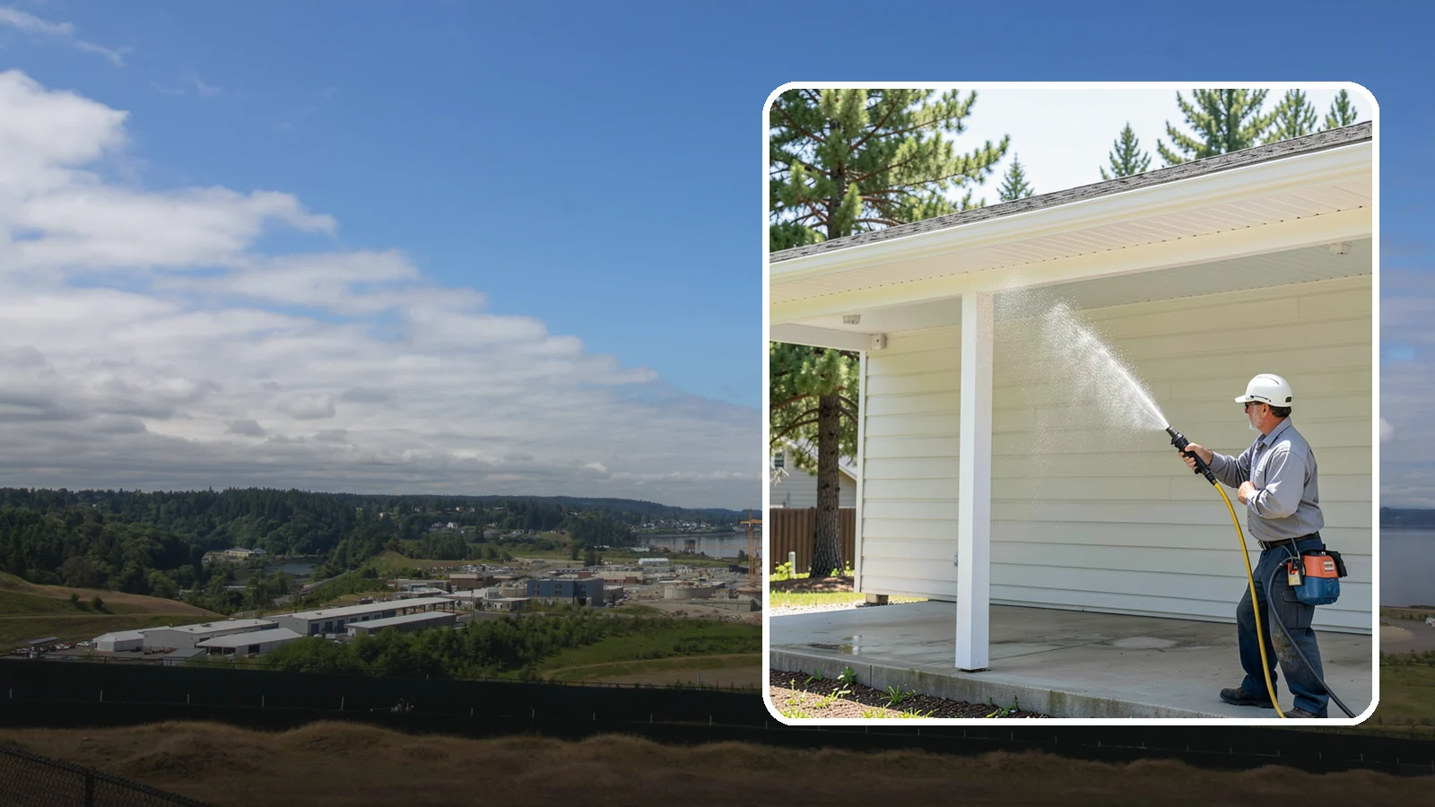 Carport Cleaning in University Place, Pierce County, WA - We wash carport posts, roofing, and slab so the open structure stops trapping moss, mud, and dripping tree sap.