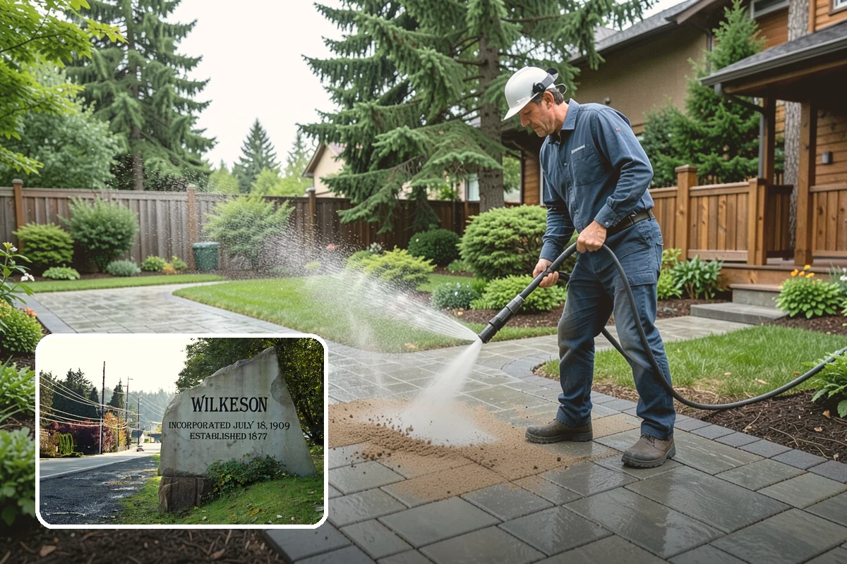 Carport Cleaning in Wilkeson, Pierce County, WA - Clears moss and algae from posts and overhead framing