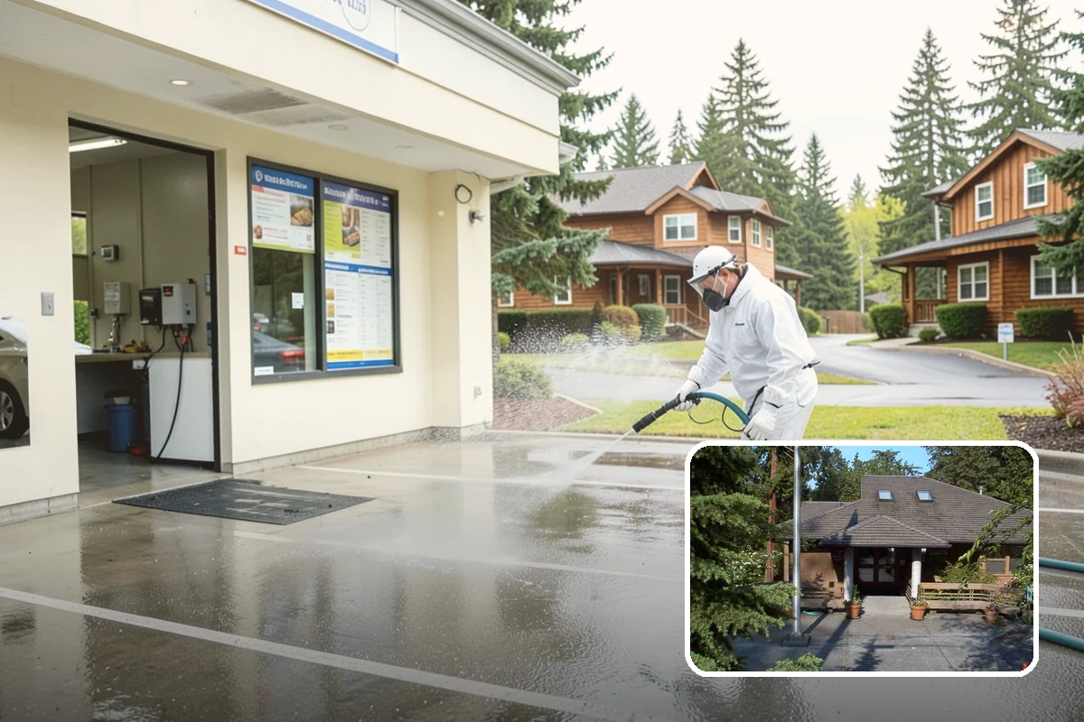 Carport Cleaning in Yarrow Point, King County, WA - Clears moss and algae from posts and overhead framing