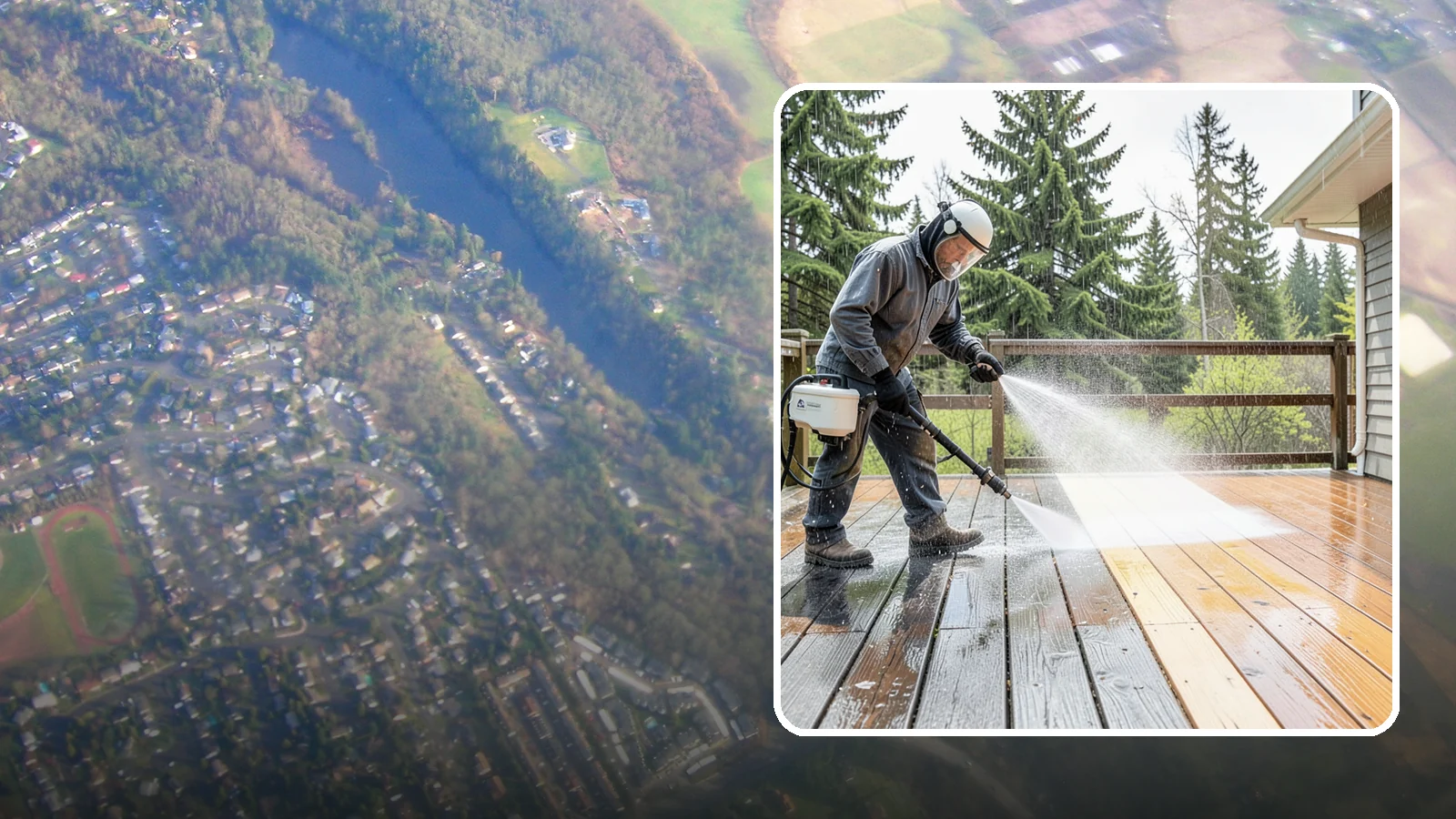 Cedar Deck Cleaning in Algona, King County, WA - Clean and brighten cedar decks to revive the warm tone Washington moisture washes out.