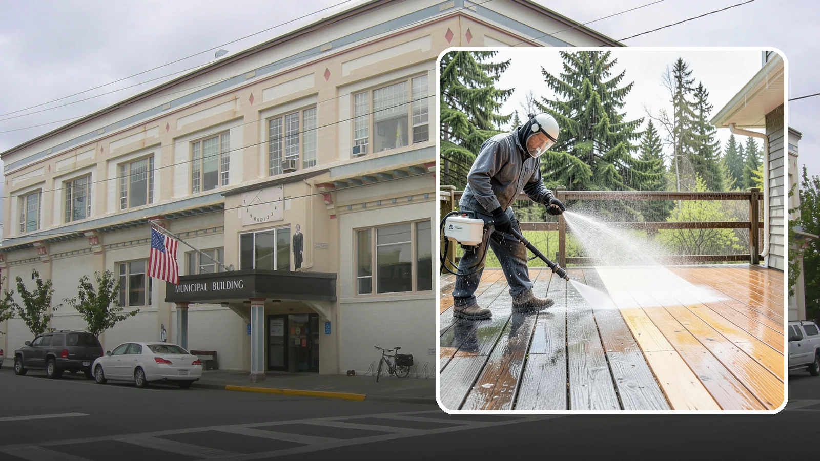 Cedar Deck Cleaning in Anacortes, Skagit County, WA - Clean and brighten cedar decks to revive the warm tone Washington moisture washes out.