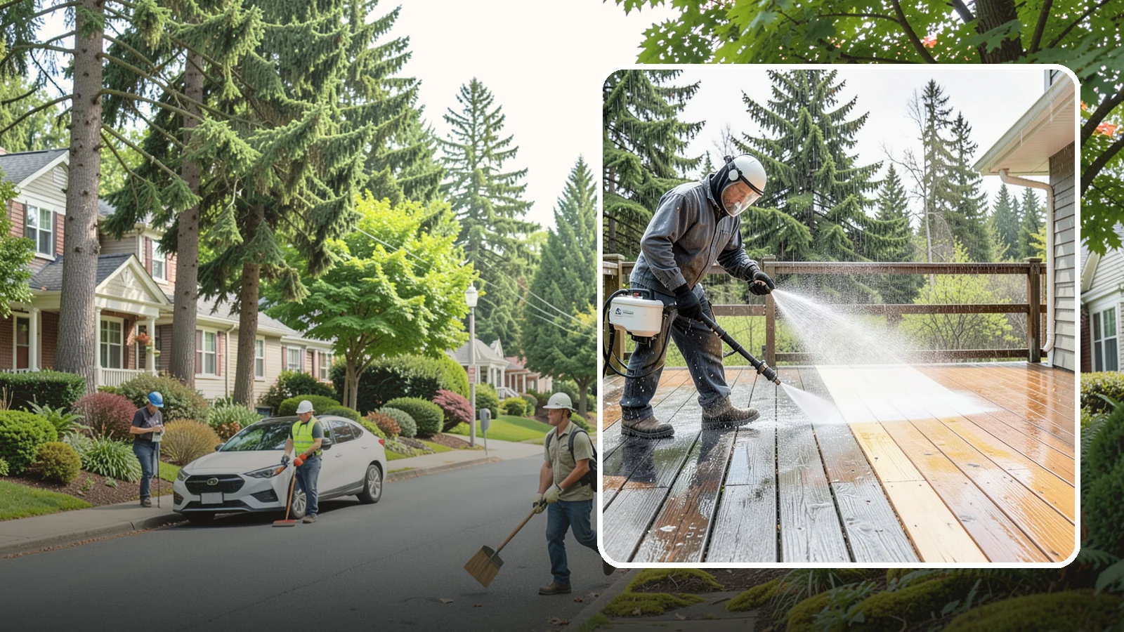 Cedar Deck Cleaning in Beaux Arts Village, King County, WA - Clean and brighten cedar decks to revive the warm tone Washington moisture washes out.