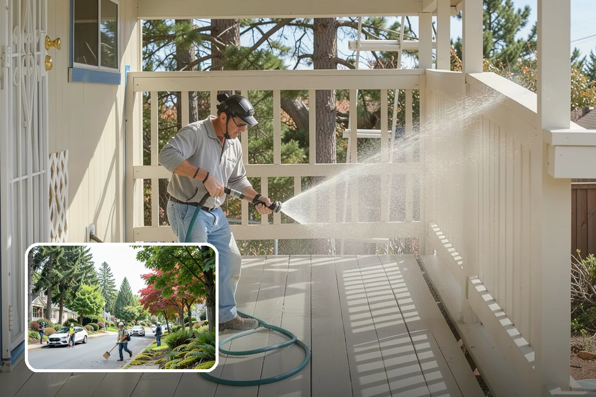 Cedar Deck Cleaning in Beaux Arts Village, King County, WA - Revives cedar's warm reddish color