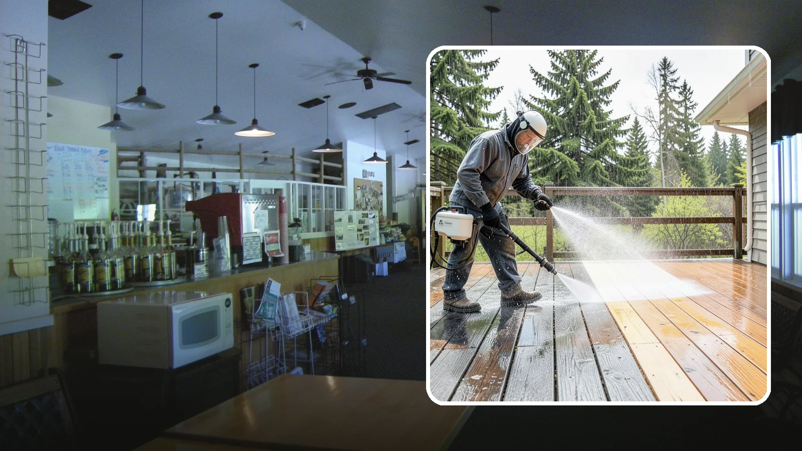 Cedar Deck Cleaning in Black Diamond, King County, WA - Clean and brighten cedar decks to revive the warm tone Washington moisture washes out.