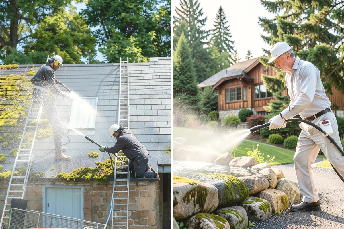 Cedar Deck Cleaning in Black Diamond, King County, WA - Clear the deck and wet down surrounding plants