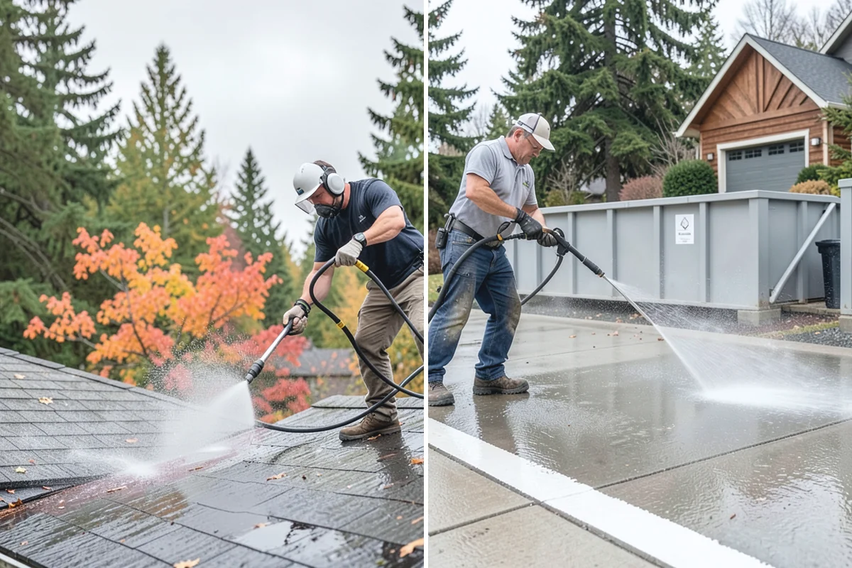 Cedar Deck Cleaning in Bonney Lake, Pierce County, WA - Clear the deck and wet down surrounding plants