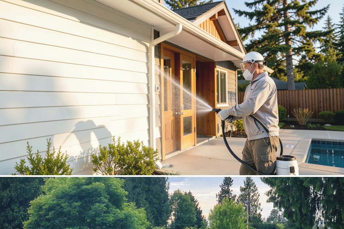 Cedar Deck Cleaning in Bonney Lake, Pierce County, WA - Clean and brighten cedar decks in dry summer weeks so they dry ahead of sealing.