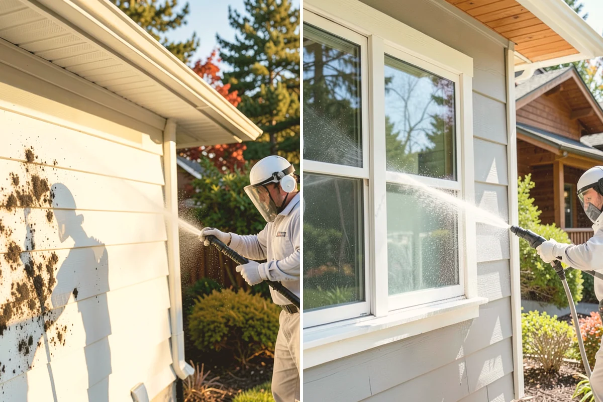 Cedar Deck Cleaning in Bothell, King County, WA - Clear the deck and wet down surrounding plants