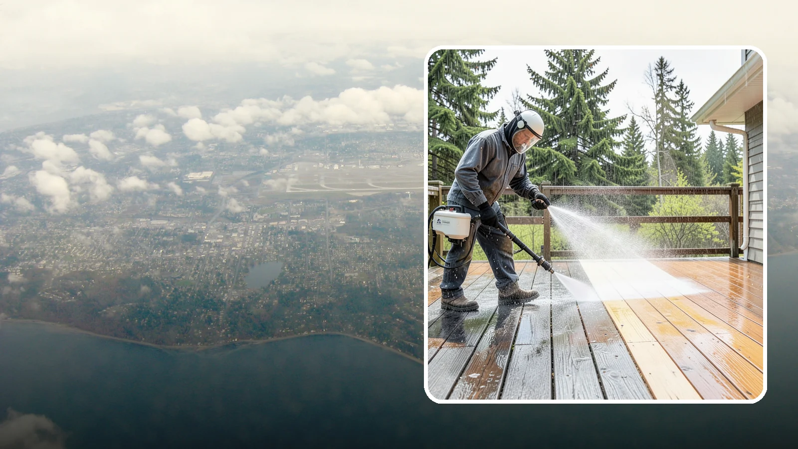 Cedar Deck Cleaning in Burien, King County, WA - Clean and brighten cedar decks to revive the warm tone Washington moisture washes out.