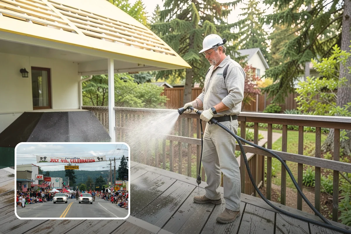 Cedar Deck Cleaning in Carnation, King County, WA - Revives cedar's warm reddish color