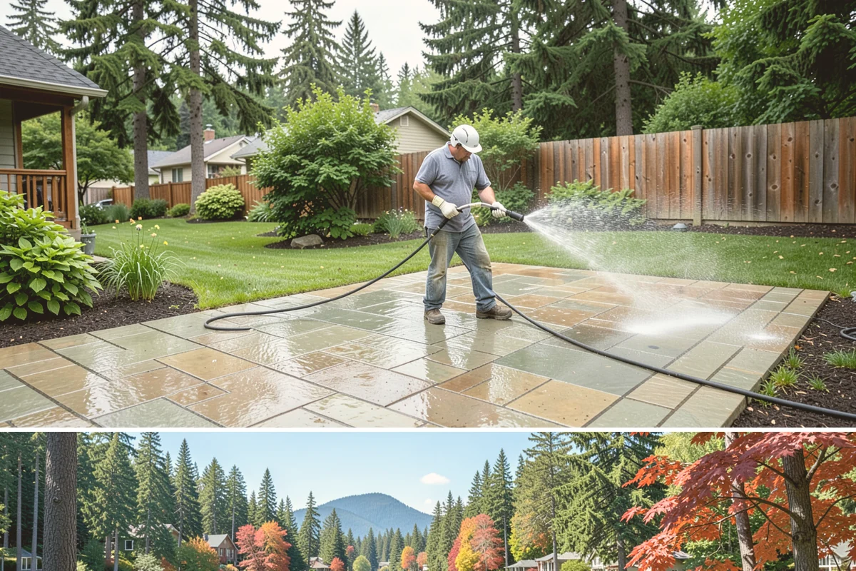 Cedar Deck Cleaning in Covington, King County, WA - Clean and brighten cedar decks in dry summer weeks so they dry ahead of sealing.